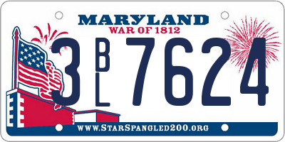 MD license plate 3BL7624