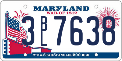 MD license plate 3BL7638