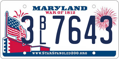 MD license plate 3BL7643