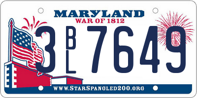 MD license plate 3BL7649