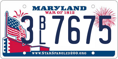 MD license plate 3BL7675