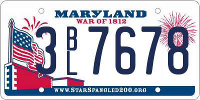 MD license plate 3BL7678