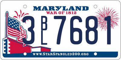 MD license plate 3BL7681