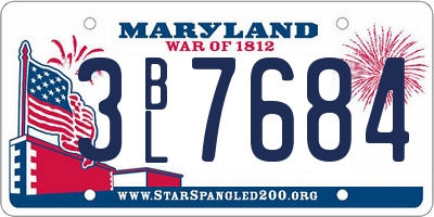 MD license plate 3BL7684