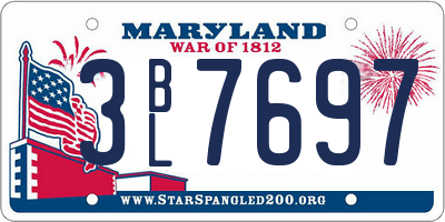 MD license plate 3BL7697