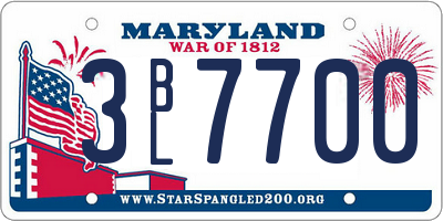 MD license plate 3BL7700