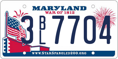 MD license plate 3BL7704