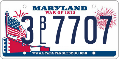 MD license plate 3BL7707
