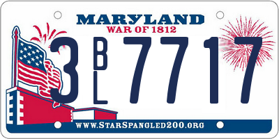 MD license plate 3BL7717