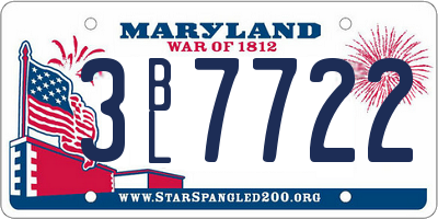MD license plate 3BL7722