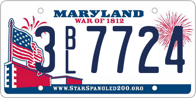 MD license plate 3BL7724