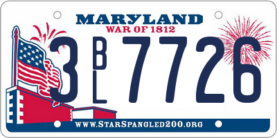 MD license plate 3BL7726
