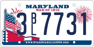 MD license plate 3BL7731