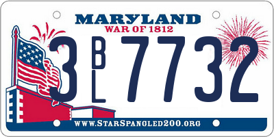 MD license plate 3BL7732
