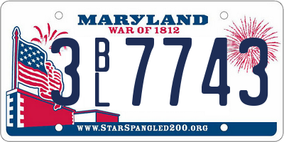 MD license plate 3BL7743