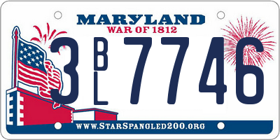 MD license plate 3BL7746