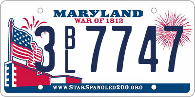 MD license plate 3BL7747