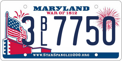 MD license plate 3BL7750