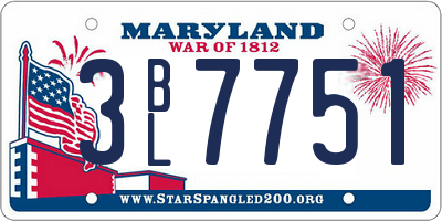 MD license plate 3BL7751