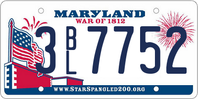 MD license plate 3BL7752