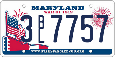 MD license plate 3BL7757