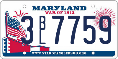 MD license plate 3BL7759