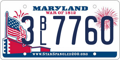 MD license plate 3BL7760