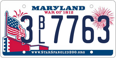MD license plate 3BL7763