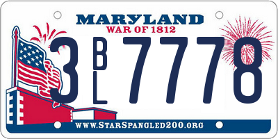 MD license plate 3BL7778