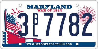 MD license plate 3BL7782