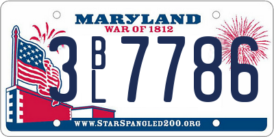 MD license plate 3BL7786