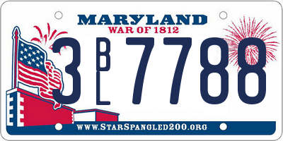 MD license plate 3BL7788