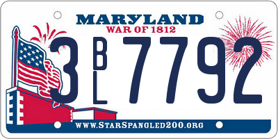 MD license plate 3BL7792
