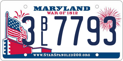 MD license plate 3BL7793