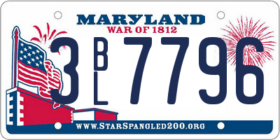 MD license plate 3BL7796