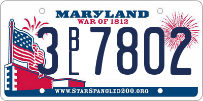 MD license plate 3BL7802
