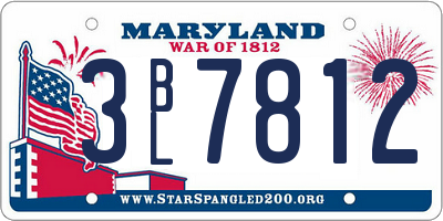 MD license plate 3BL7812