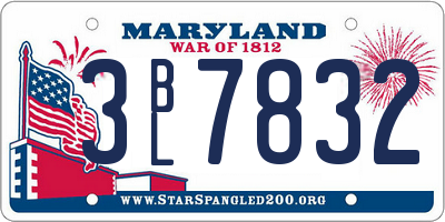 MD license plate 3BL7832