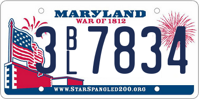 MD license plate 3BL7834