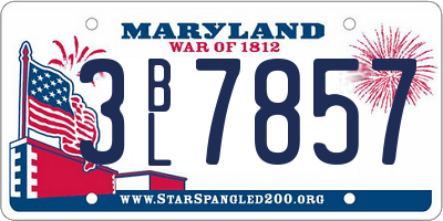 MD license plate 3BL7857