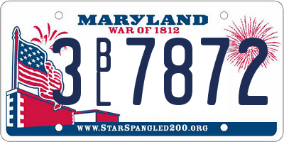 MD license plate 3BL7872