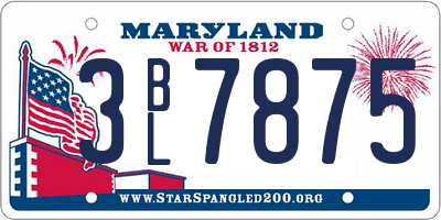MD license plate 3BL7875