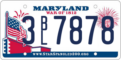 MD license plate 3BL7878