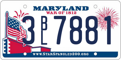 MD license plate 3BL7881