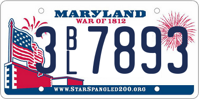MD license plate 3BL7893