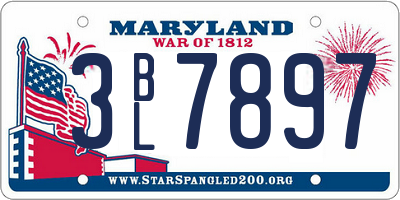 MD license plate 3BL7897