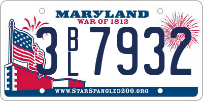 MD license plate 3BL7932