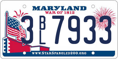 MD license plate 3BL7933