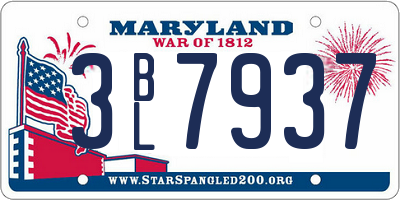 MD license plate 3BL7937
