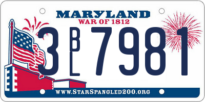 MD license plate 3BL7981